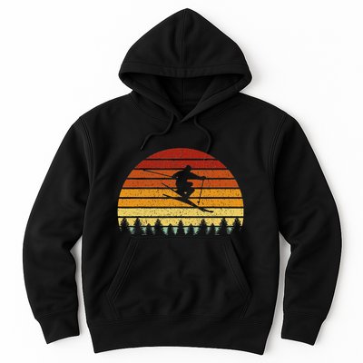 Vintage Sunset Skiing Gift For Skiers Hoodie