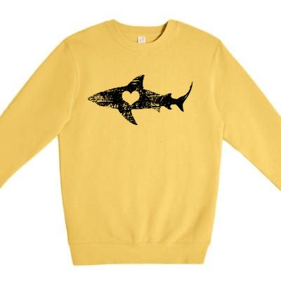 Vintage Shark Silhouette Hammerhead Shark Tiger Shark Heart Premium Crewneck Sweatshirt