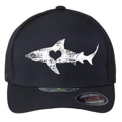 Vintage Shark Silhouette Hammerhead Shark Tiger Shark Heart Flexfit Unipanel Trucker Cap