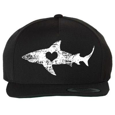 Vintage Shark Silhouette Hammerhead Shark Tiger Shark Heart Wool Snapback Cap