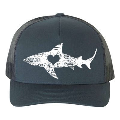 Vintage Shark Silhouette Hammerhead Shark Tiger Shark Heart Yupoong Adult 5-Panel Trucker Hat