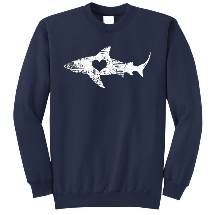 Vintage Shark Silhouette Hammerhead Shark Tiger Shark Heart Sweatshirt