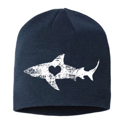 Vintage Shark Silhouette Hammerhead Shark Tiger Shark Heart Sustainable Beanie