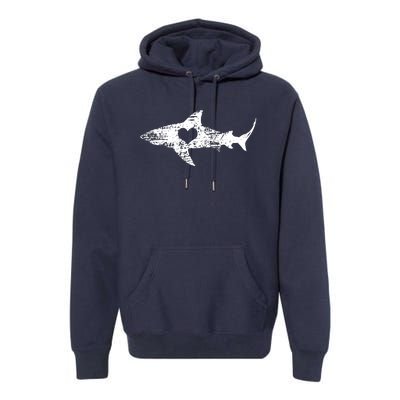 Vintage Shark Silhouette Hammerhead Shark Tiger Shark Heart Premium Hoodie