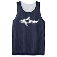 Vintage Shark Silhouette Hammerhead Shark Tiger Shark Heart Mesh Reversible Basketball Jersey Tank