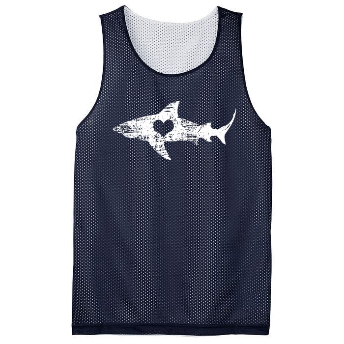 Vintage Shark Silhouette Hammerhead Shark Tiger Shark Heart Mesh Reversible Basketball Jersey Tank