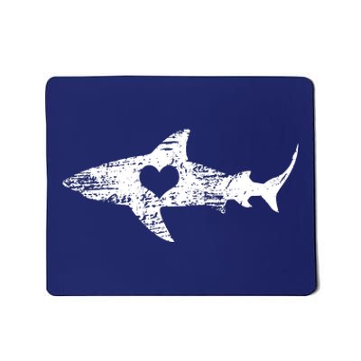 Vintage Shark Silhouette Hammerhead Shark Tiger Shark Heart Mousepad