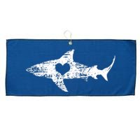 Vintage Shark Silhouette Hammerhead Shark Tiger Shark Heart Large Microfiber Waffle Golf Towel