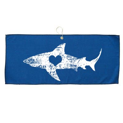 Vintage Shark Silhouette Hammerhead Shark Tiger Shark Heart Large Microfiber Waffle Golf Towel