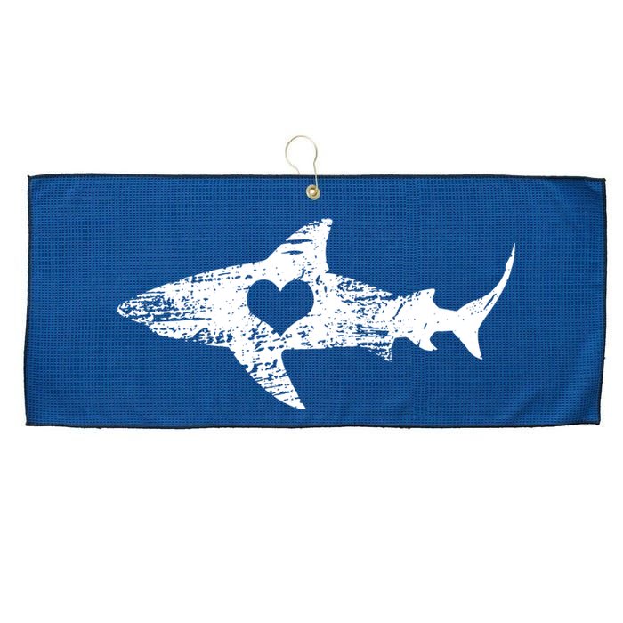 Vintage Shark Silhouette Hammerhead Shark Tiger Shark Heart Large Microfiber Waffle Golf Towel