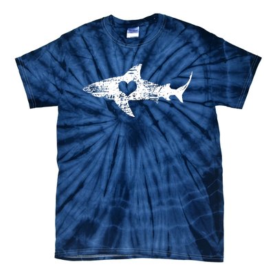 Vintage Shark Silhouette Hammerhead Shark Tiger Shark Heart Tie-Dye T-Shirt