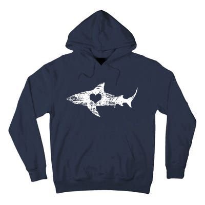 Vintage Shark Silhouette Hammerhead Shark Tiger Shark Heart Tall Hoodie