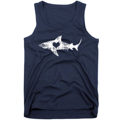 Vintage Shark Silhouette Hammerhead Shark Tiger Shark Heart Tank Top