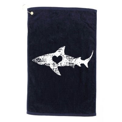 Vintage Shark Silhouette Hammerhead Shark Tiger Shark Heart Platinum Collection Golf Towel