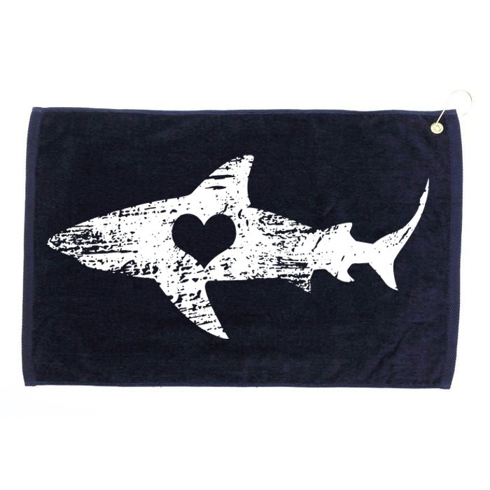 Vintage Shark Silhouette Hammerhead Shark Tiger Shark Heart Grommeted Golf Towel