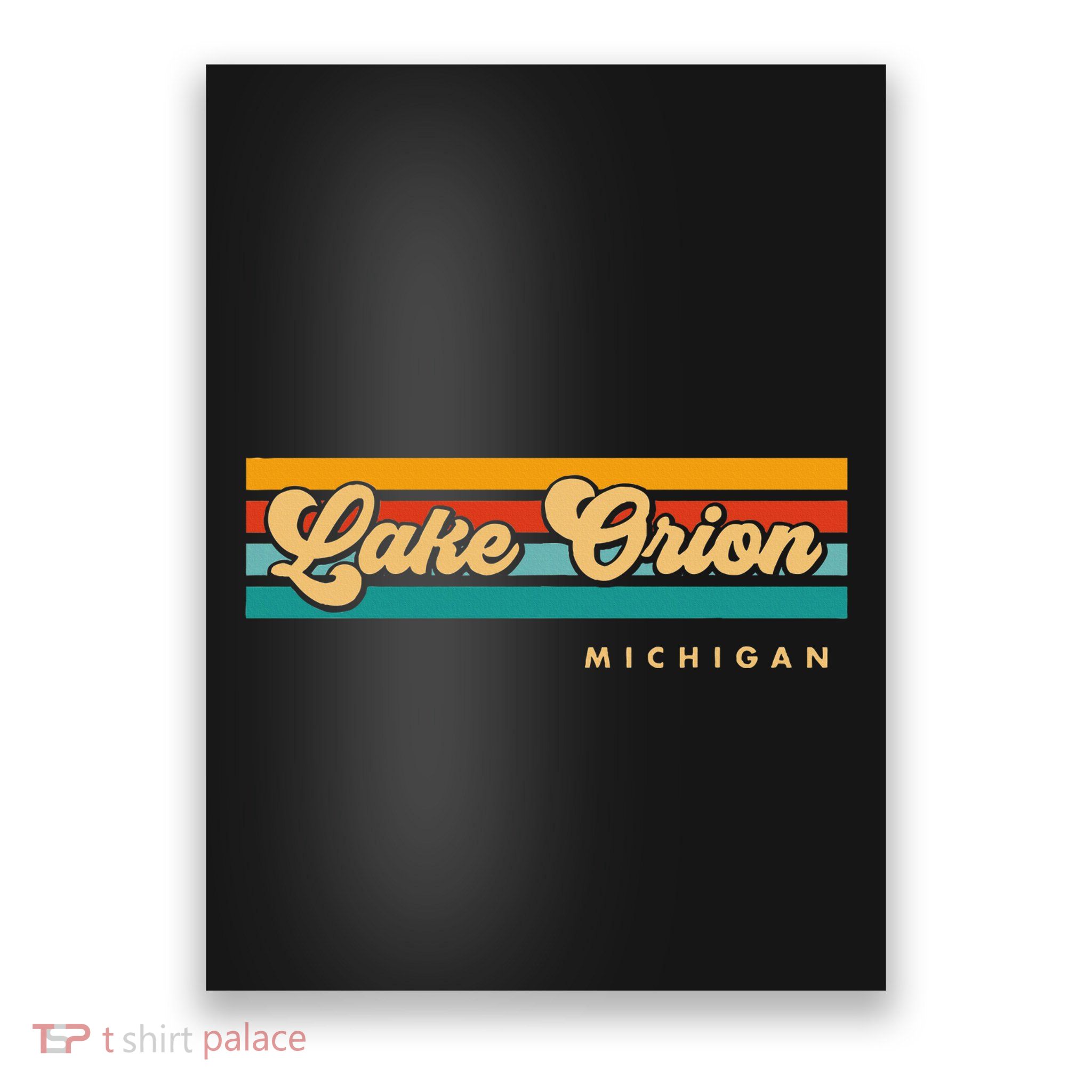 Vintage Sunset Stripes Lake Orion Michigan Poster