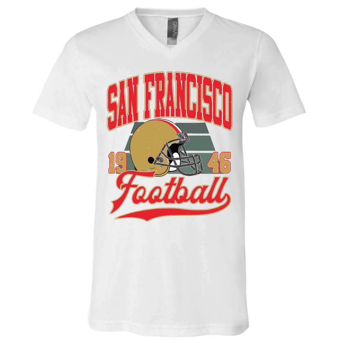 Vintage Style San Francisco Football V-Neck T-Shirt
