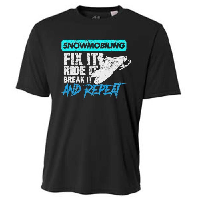 Vintage Snowmobile Snowmobiling Gear Fix It Ride It Cooling Performance Crew T-Shirt