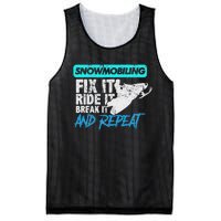 Vintage Snowmobile Snowmobiling Gear Fix It Ride It Mesh Reversible Basketball Jersey Tank