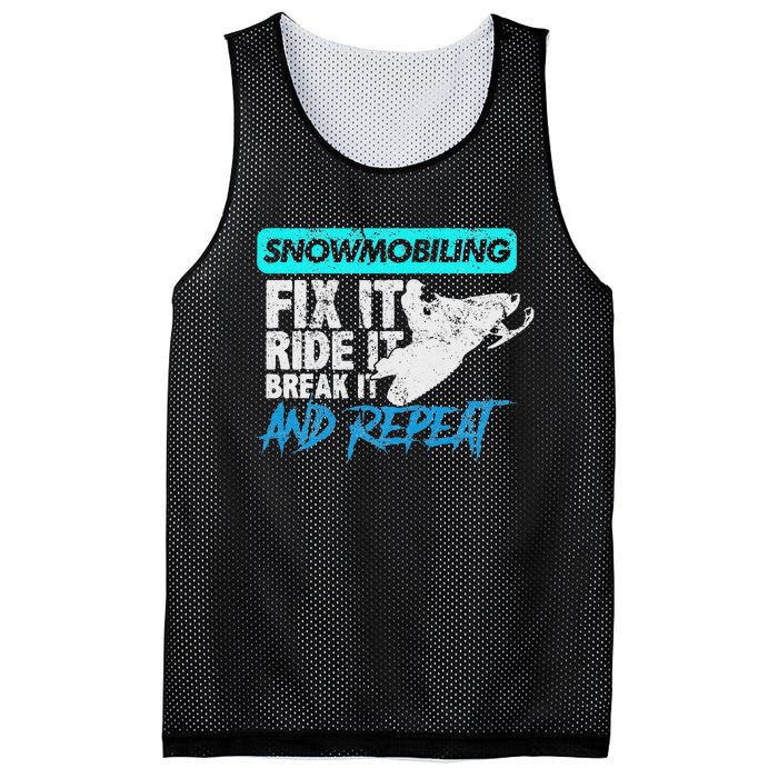 Vintage Snowmobile Snowmobiling Gear Fix It Ride It Mesh Reversible Basketball Jersey Tank