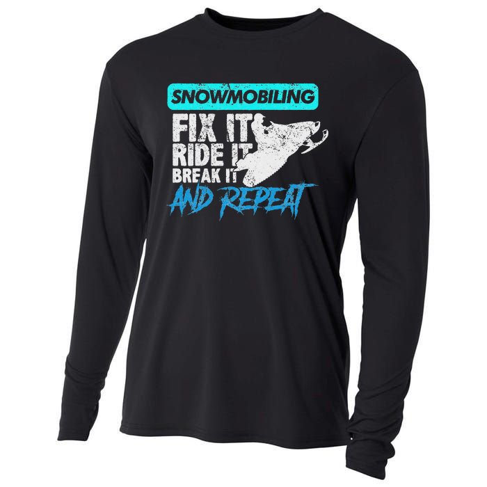 Vintage Snowmobile Snowmobiling Gear Fix It Ride It Cooling Performance Long Sleeve Crew