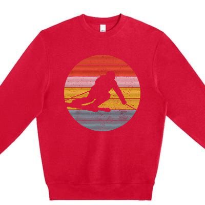 Vintage Ski Skiing Winter Sports Racing Skier Gift Premium Crewneck Sweatshirt