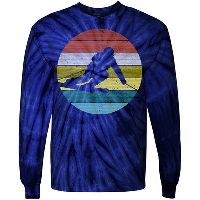 Vintage Ski Skiing Winter Sports Racing Skier Gift Tie-Dye Long Sleeve Shirt