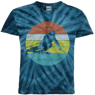 Vintage Ski Skiing Winter Sports Racing Skier Gift Kids Tie-Dye T-Shirt