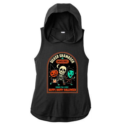 Vintage Silver Shamrock Novelties Happy Happy Halloween Ladies PosiCharge Tri-Blend Wicking Draft Hoodie Tank