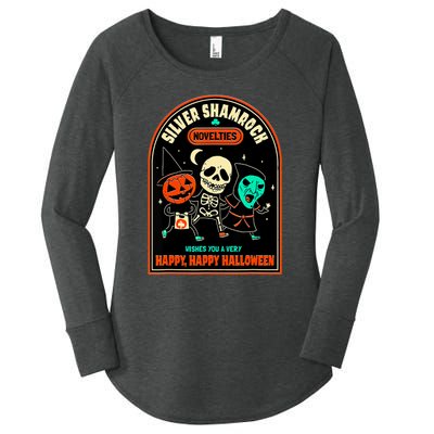 Vintage Silver Shamrock Novelties Happy Happy Halloween Women's Perfect Tri Tunic Long Sleeve Shirt