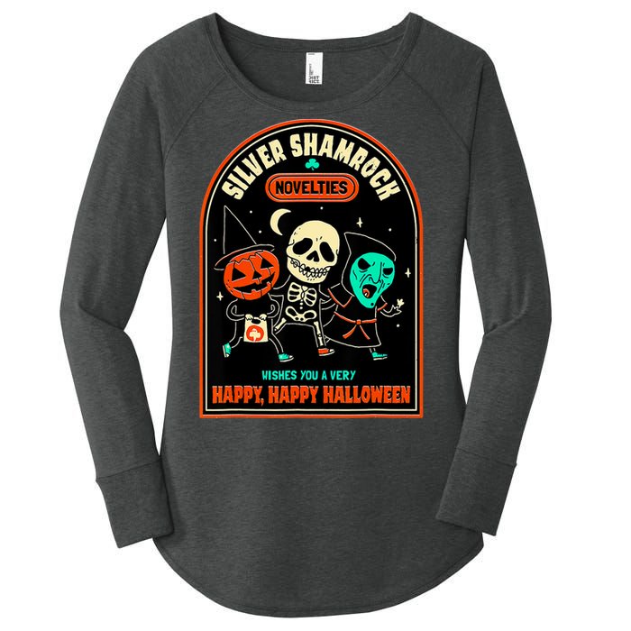 Vintage Silver Shamrock Novelties Happy Happy Halloween Women's Perfect Tri Tunic Long Sleeve Shirt