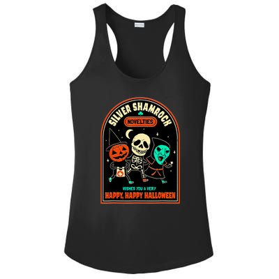 Vintage Silver Shamrock Novelties Happy Happy Halloween Ladies PosiCharge Competitor Racerback Tank