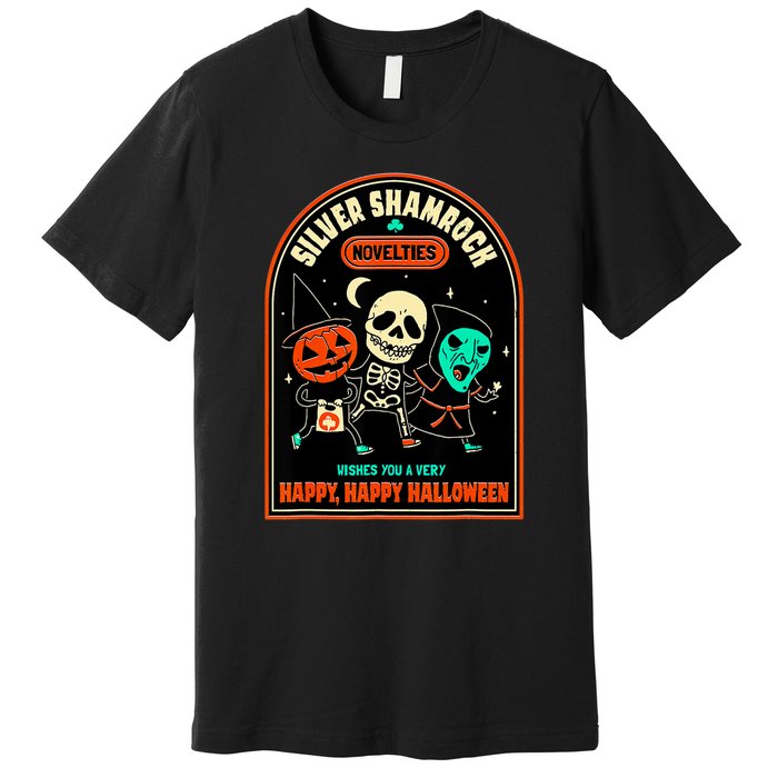 Vintage Silver Shamrock Novelties Happy Happy Halloween Premium T-Shirt