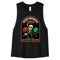 Vintage Silver Shamrock Novelties Happy Happy Halloween Women's Racerback Cropped Tank