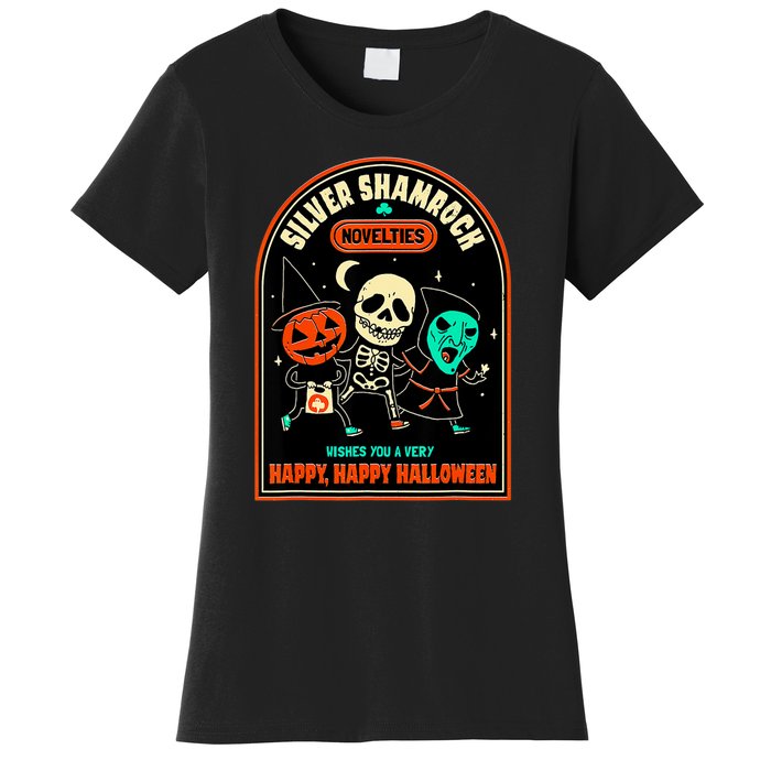 Vintage Silver Shamrock Novelties Happy Happy Halloween Women's T-Shirt