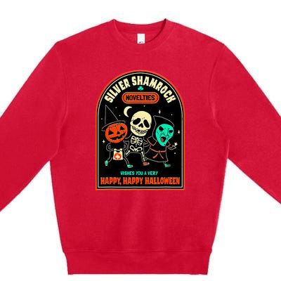 Vintage Silver Shamrock Novelties Happy Happy Halloween Premium Crewneck Sweatshirt