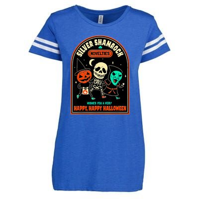 Vintage Silver Shamrock Novelties Happy Happy Halloween Enza Ladies Jersey Football T-Shirt