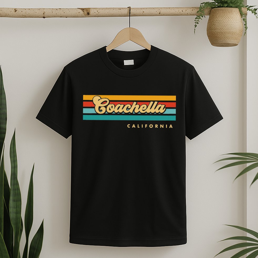 Vintage Sunset Stripes C.O.A.C.H.E.L.L.A California T-Shirt