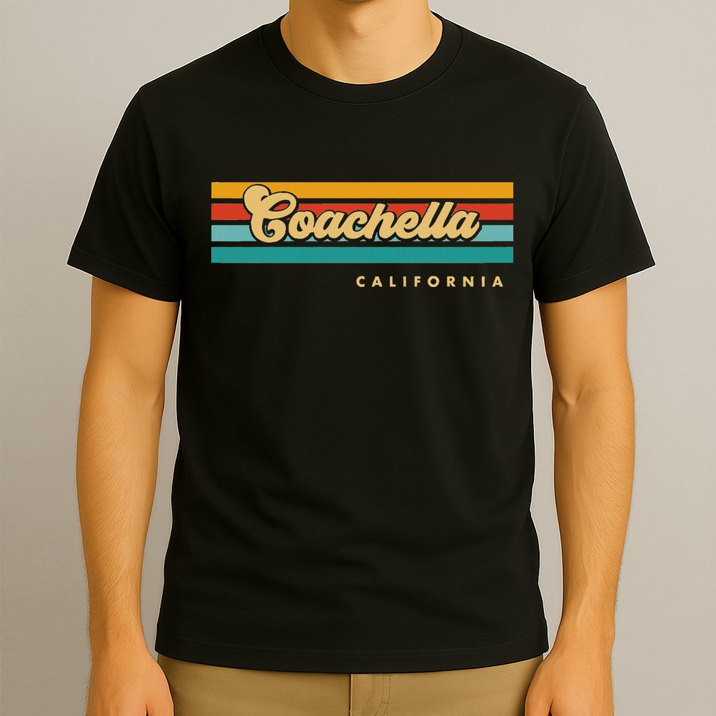Vintage Sunset Stripes C.O.A.C.H.E.L.L.A California T-Shirt