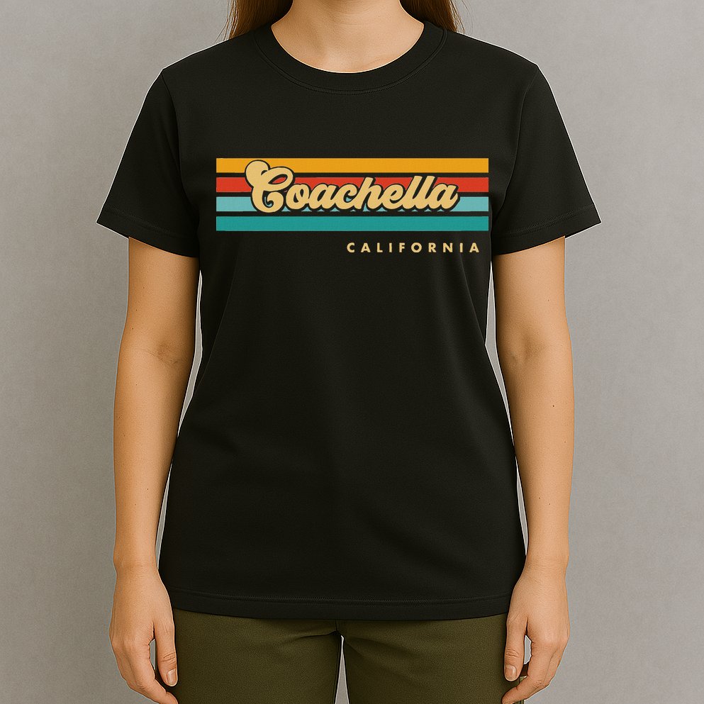 Vintage Sunset Stripes C.O.A.C.H.E.L.L.A California T-Shirt