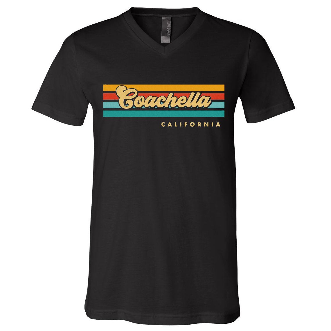 Vintage Sunset Stripes C.O.A.C.H.E.L.L.A California V-Neck T-Shirt