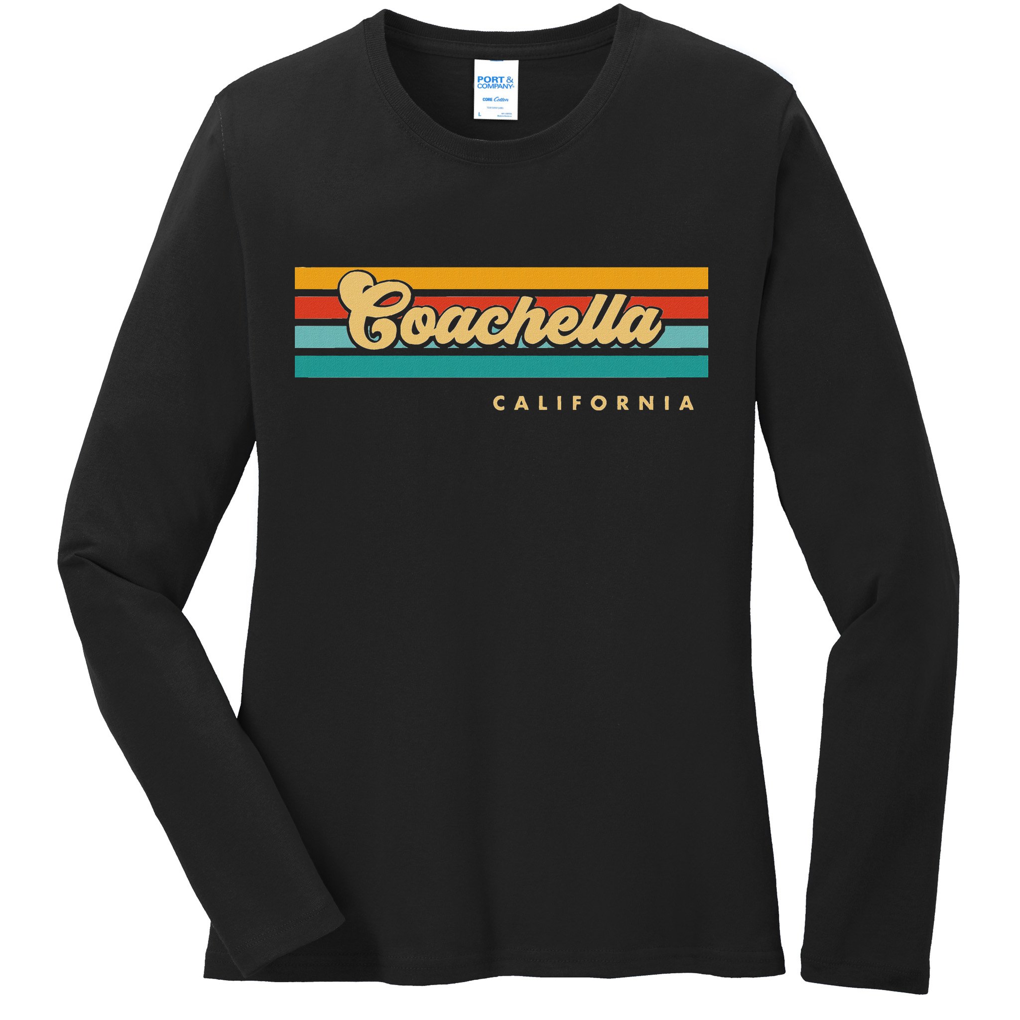 Vintage Sunset Stripes C.O.A.C.H.E.L.L.A California Ladies Long Sleeve Shirt