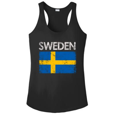 Vintage Sweden Swedish Flag Pride Gift Cool Gift Ladies PosiCharge Competitor Racerback Tank