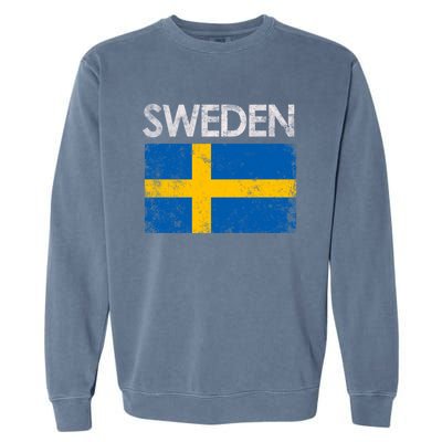 Vintage Sweden Swedish Flag Pride Gift Cool Gift Garment-Dyed Sweatshirt