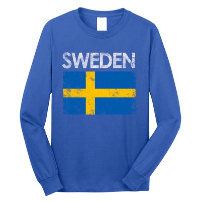 Vintage Sweden Swedish Flag Pride Gift Cool Gift Long Sleeve Shirt