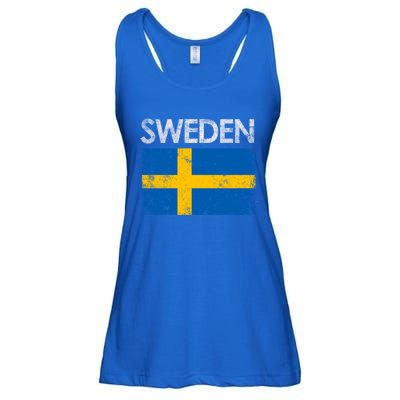 Vintage Sweden Swedish Flag Pride Gift Cool Gift Ladies Essential Flowy Tank