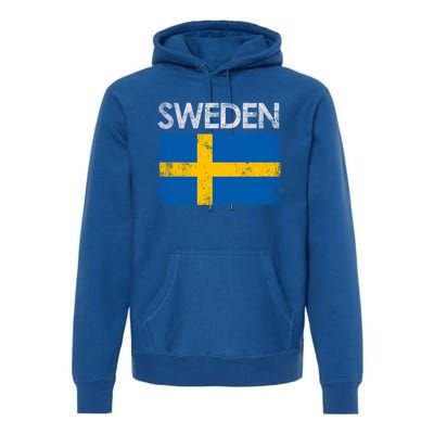 Vintage Sweden Swedish Flag Pride Gift Cool Gift Premium Hoodie