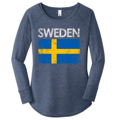 Vintage Sweden Swedish Flag Pride Gift Cool Gift Women's Perfect Tri Tunic Long Sleeve Shirt