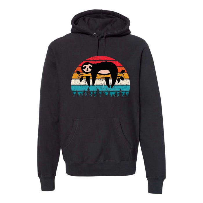 Vintage Sunset Sloths Premium Hoodie