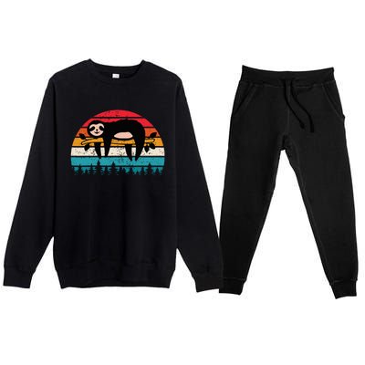 Vintage Sunset Sloths Premium Crewneck Sweatsuit Set